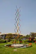 A 12m high tensegrity structure exhibit at the Science City, Kolkata.