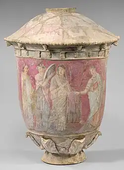 Centuripe vase (Hellenistic); c.300-100 BC; ceramic; height: 9.4&nbsp;cm; Metropolitan Museum of Art[41]