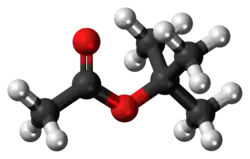 Ball-and-stick model of the tert-butyl acetate molecule