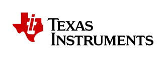 The Texas Instruments logo has two components: The written company name and a graphical logo at the top left. The company name Texas Instruments is written across two lines in small caps. The black lettering is centered along the vertical axis. Above the letters Ins of Instruments is a graphical component: The graphic features an approximate outline of the state of Texas using a conformal map projection aligned north. The area is filled with red color. At the top of this area, however, there is an indentation of the shape of the lower-case letter T. Within the blank area of this letter T another red-colored letter, the lower-case letter I, is embedded.