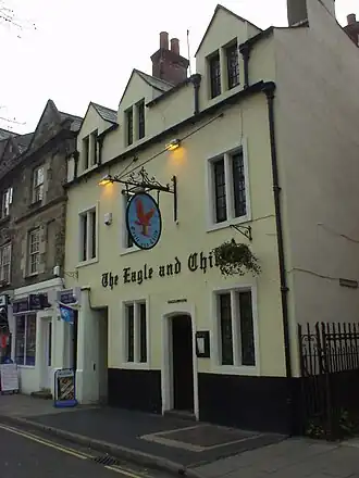 The Eagle and Child public house, also on the west side of St Giles'.