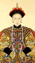 Imperial Phoenix Crown inlaid with pearls, worn by Cixi herself. Official imperial court portrait excerpt.