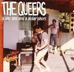 Cover of the 2007 reissue, showing the Queers performing at a pool party in 1982 (Joe Queer on guitar, drummer Tulu seated)