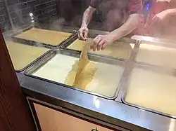 Making tofu skin (fupi) sheets