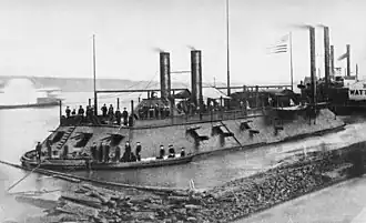 Casemate ironclad USS&nbsp;Cairo on a contemporary photograph.