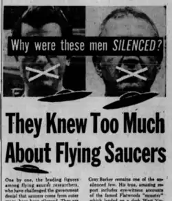 An ad reads, "Why were these men silenced? They Knew Too Much About Flying Saucers"