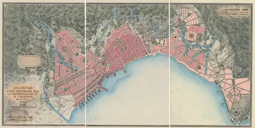 A map of Thessaloniki showing the Metropolitan Railway proposed by Thomas Mawson in 1918