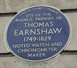 Site of the business premises of Thomas Earnshaw 1749-1829 Noted watch and chronometer maker