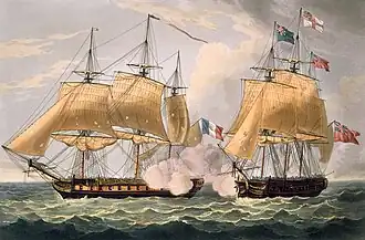 Clorinde (1808) fighting HMS Eurotas