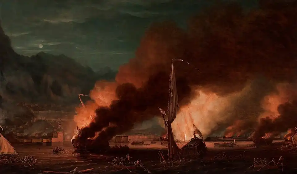 The Destruction of the Floating Batteries at Gibraltar by Thomas Whitcombe