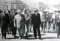 Nikita Khrushchev and Josip Broz Tito on the square, during their visit of Skopje after the earthquake in August 1963