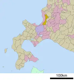 Location of Tōbetsu in Hokkaido (Ishikari Subprefecture)