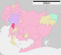 Location of Tōkai in Aichi Prefecture