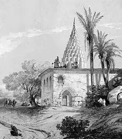 19th-century engraving of Daniel's tomb in Susa, from Voyage en Perse Moderne, by Flandin and Coste.