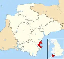 Torbay shown within Devon and England