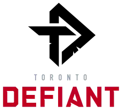 The logo for Toronto Defiant displays the letter T inscribed in the letter D.