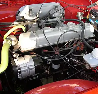 US carburettor engine, likely from 1973 or 1974. Engine with full 1976 US emissions control from the final week of production.
