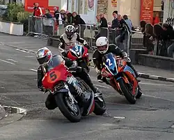 Dan Kneen (5) 750 cc Suzuki, Jamie Coward (2) 600 cc Suzuki & Wayne Kirwan (3) 600 cc Yamaha Parliament Square, Ramsey Tuesday 21 August 2012