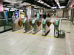 Turnstiles at the station hall of Zongguan station (Line 3)