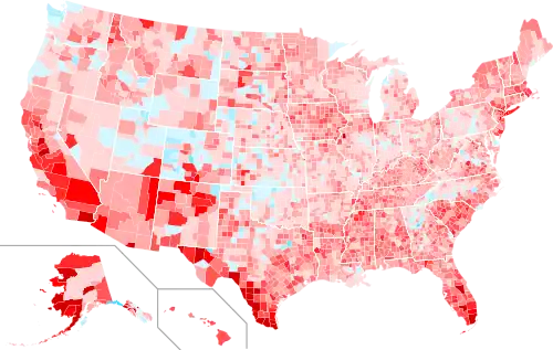 Swing[k] in county margins from 2020 to the 2024 presidential election[540]