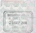 British entry stamp issued by the UK Border Agency at Brussels-Midi railway station.