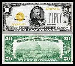 $50 Gold Certificate, Series 1928, Fr.2404, depicting Ulysses Grant