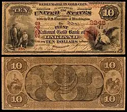 alt1=$10 National Gold Bank Note, The First National Gold Bank of Oakland