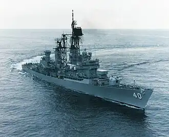 The USS Coontz underway in the Atlantic, off the Virginia coast, October 1986.