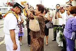 Filipino Americans welcoming a commanding officer of the Philippine Navy at Pearl Harbor