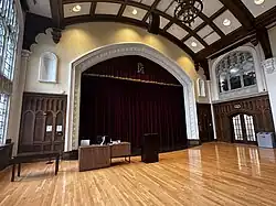 Conron Hall stage and lectern.