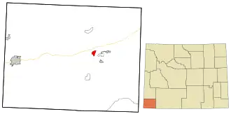 Location in Uinta County and the state of Wyoming