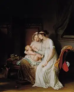 Une jeune femme allaitant son enfant by Marguerite Gérard