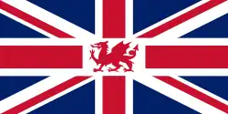 One suggested redesign of the Union Jack with the red dragon from the flag of Wales added in the centre