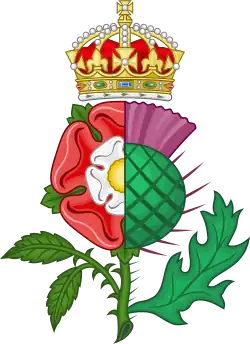 Badge of James VI & I. Thistle dimidiated with a Tudor rose