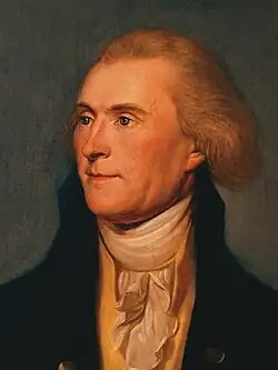 A portrait of Thomas Jefferson facing left