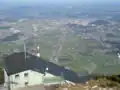 View of the Salzburg basin from the Untersberg mountain top. Note Salzburg Airport on the left and Salzburg old & new towns to the right
