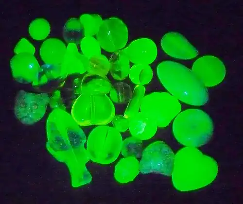 The same items under UV light