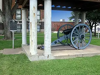This cannon was taken at the Civil War battle of Val Verde. It is on the Freestone County Courthouse grounds.