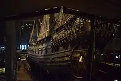 Vasa part of stern and port side, from a lower viewing point.