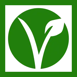 Green circle containing a 'v'