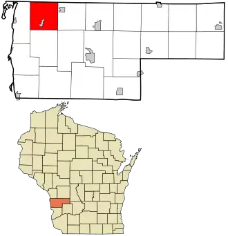 Location in Vernon County and the state of Wisconsin.