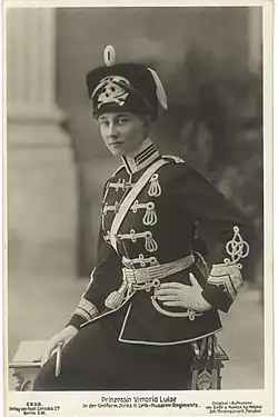 Victoria Louise in 1909, as Honorary Colonel of the II. Prussian Life Hussars Regiment