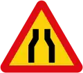 Road narrows (both sides)