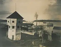 View of Nanaimo Harbour showing the Bastion and passenger vessels