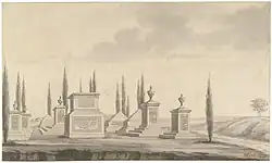 View of the burial ground at Bangalore - Select Views in Mysore, the country of Tippoo Sultan by Robert Home (1752–1834)[22]