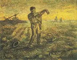 Man in a Field or Evening, the End of the Day by van Gogh (1889)