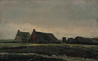 Huts in Zwartschaap, on the way between Hoogeveen and Pesse, painted by Van Gogh in 1883