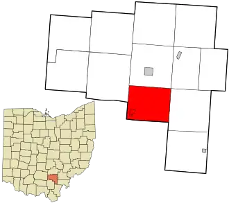 Location in Vinton County and the state of Ohio.