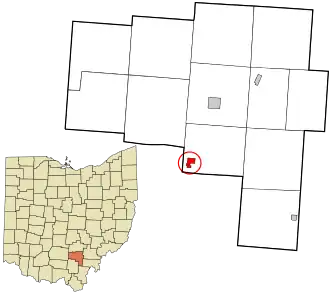 Location in Vinton County and the state of Ohio.