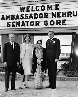 Visits from Ambassador Nehru of India and Senator Gore. Fori Nehru (third from left) (1963)